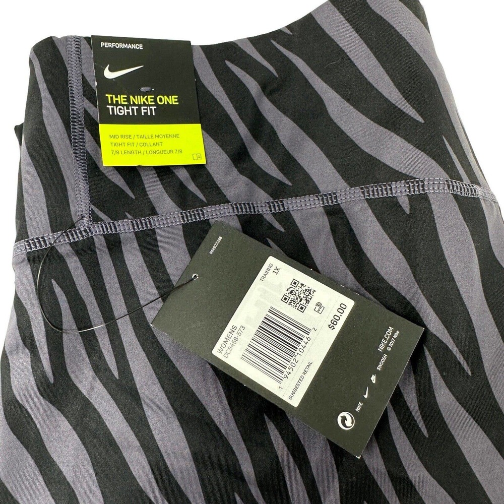NIKE ONE TIGHT FIT Zebra Print Performance Leggings 1X NWT DC5458-573 Training - Picture 6 of 8